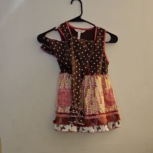 Size 8 OUTFIT Matilda Jane‎ Brown Dress with Pink Accents And Pants